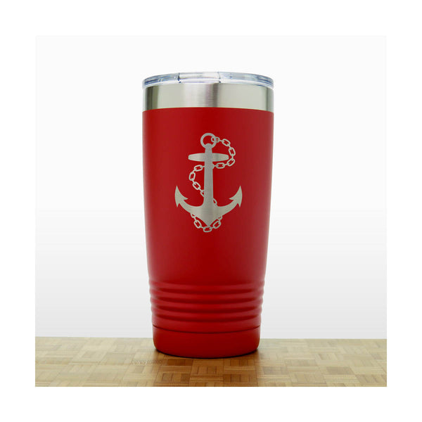 Red - Anchor with Chain 20 oz Insulated Tumbler - Copyright Hues in Glass