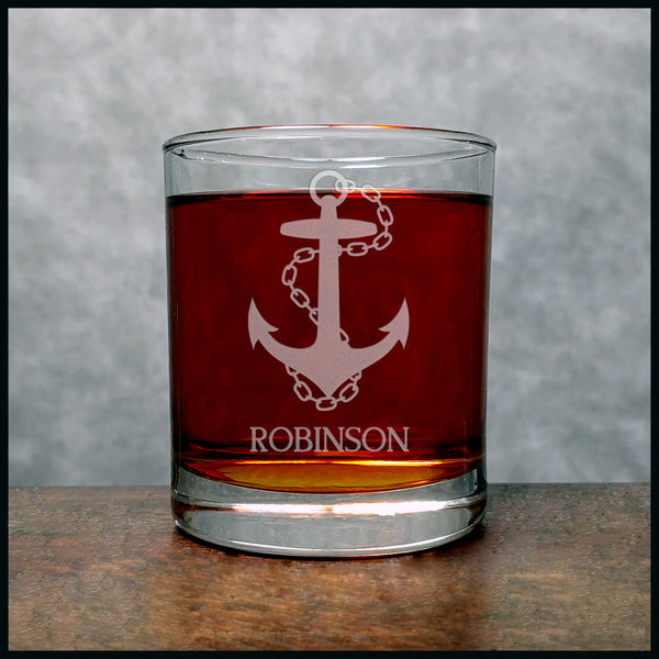 Anchor and Chain Personalized Whisky Glass - Copyright Hues in Glass