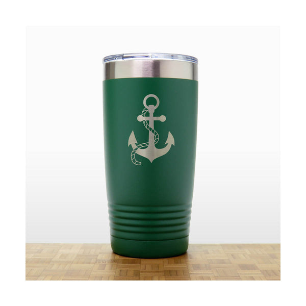 Green - Anchor with Rope 20 oz Insulated Tumbler - Copyright Hues in Glass