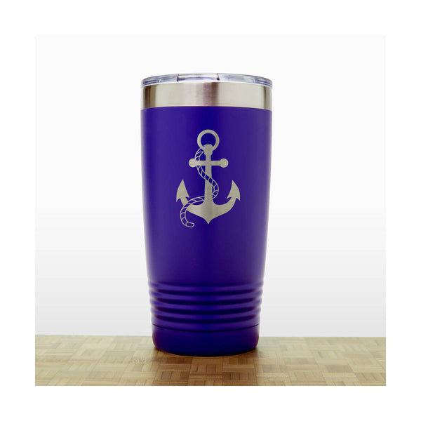 Purple - Anchor with Rope 20 oz Insulated Tumbler - Copyright Hues in Glass