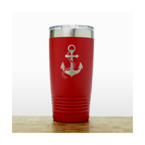 Red - Anchor with Rope 20 oz Insulated Tumbler - Copyright Hues in Glass