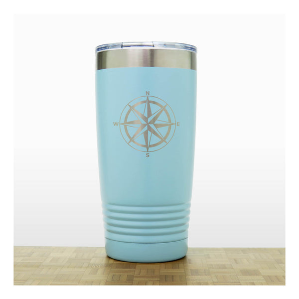 Teal - Compass Rose 20 oz Insulated Tumbler - Copyright Hues in Glass
