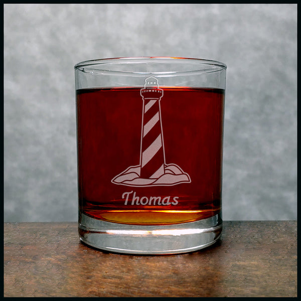 Lighthouse Personalized Whisky Glass - Design 3 - Copyright Hues in Glass