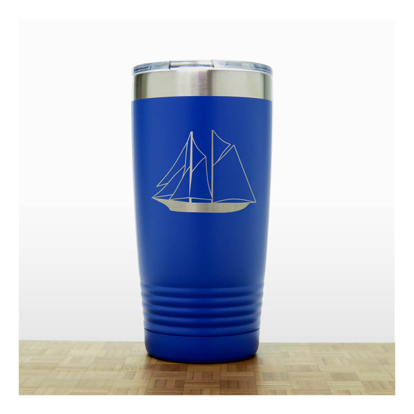 Blue - Sailing Ship 20 oz Insulated Tumbler - Copyright Hues in Glass