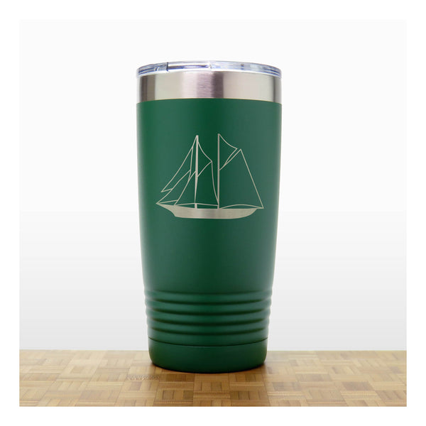 Green - Sailing Ship 20 oz Insulated Tumbler - Copyright Hues in Glass