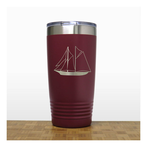 Maroon - Sailing Ship 20 oz Insulated Tumbler - Copyright Hues in Glass