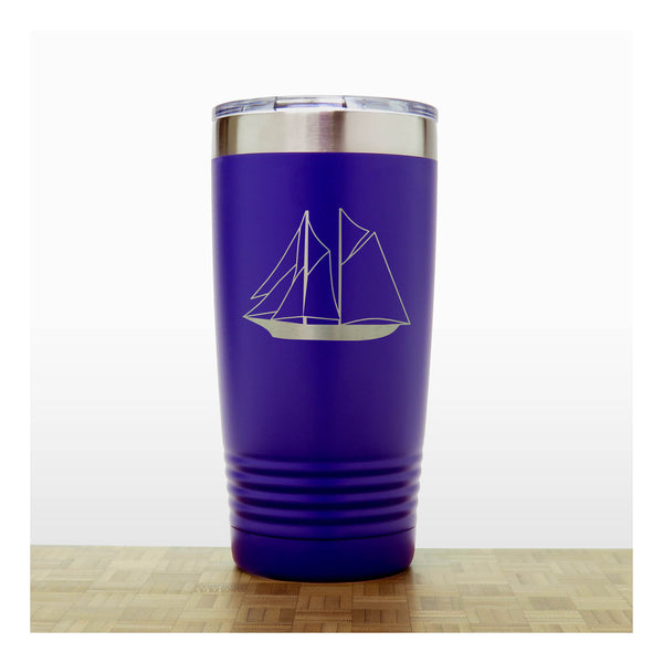 Purple - Sailing Ship 20 oz Insulated Tumbler - Copyright Hues in Glass