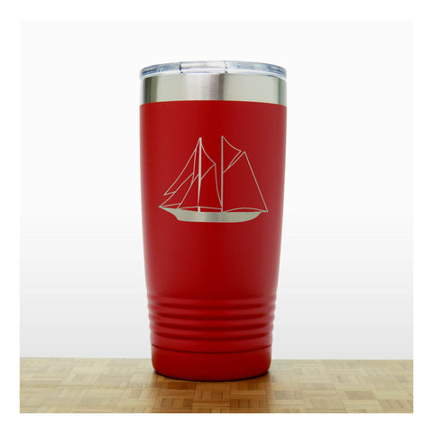 Red - Sailing Ship 20 oz Insulated Tumbler - Copyright Hues in Glass