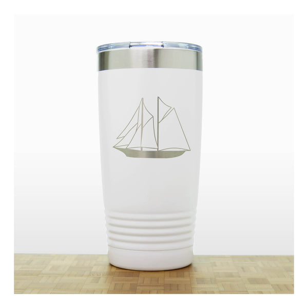 White - Sailing Ship 20 oz Insulated Tumbler - Copyright Hues in Glass