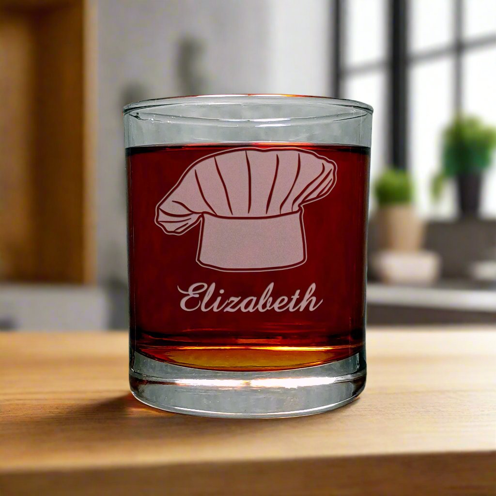 Baker's Hat Personalized Whisky Glass - Design 2 - Copyright Hues in Glass