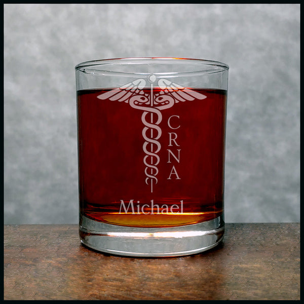 CRNA Caduceus Personalized Whisky Glass - Copyright Hues in Glass