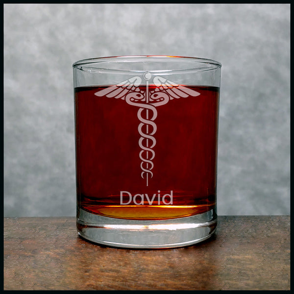 Caduceus Personalized Whisky Glass - Copyright Hues in Glass