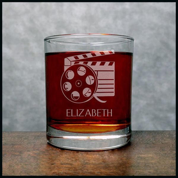 Film Clapper Personalized Whisky Glass - Copyright Hues in Glass