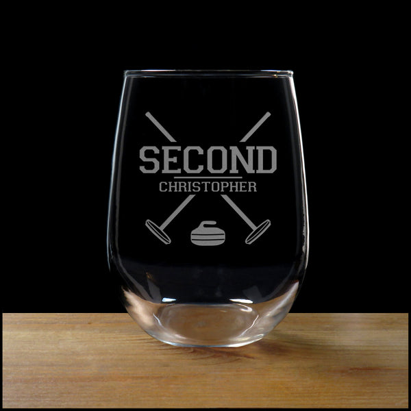 Curling  Second Stemless Wine Glass - Copyright Hues in Glass