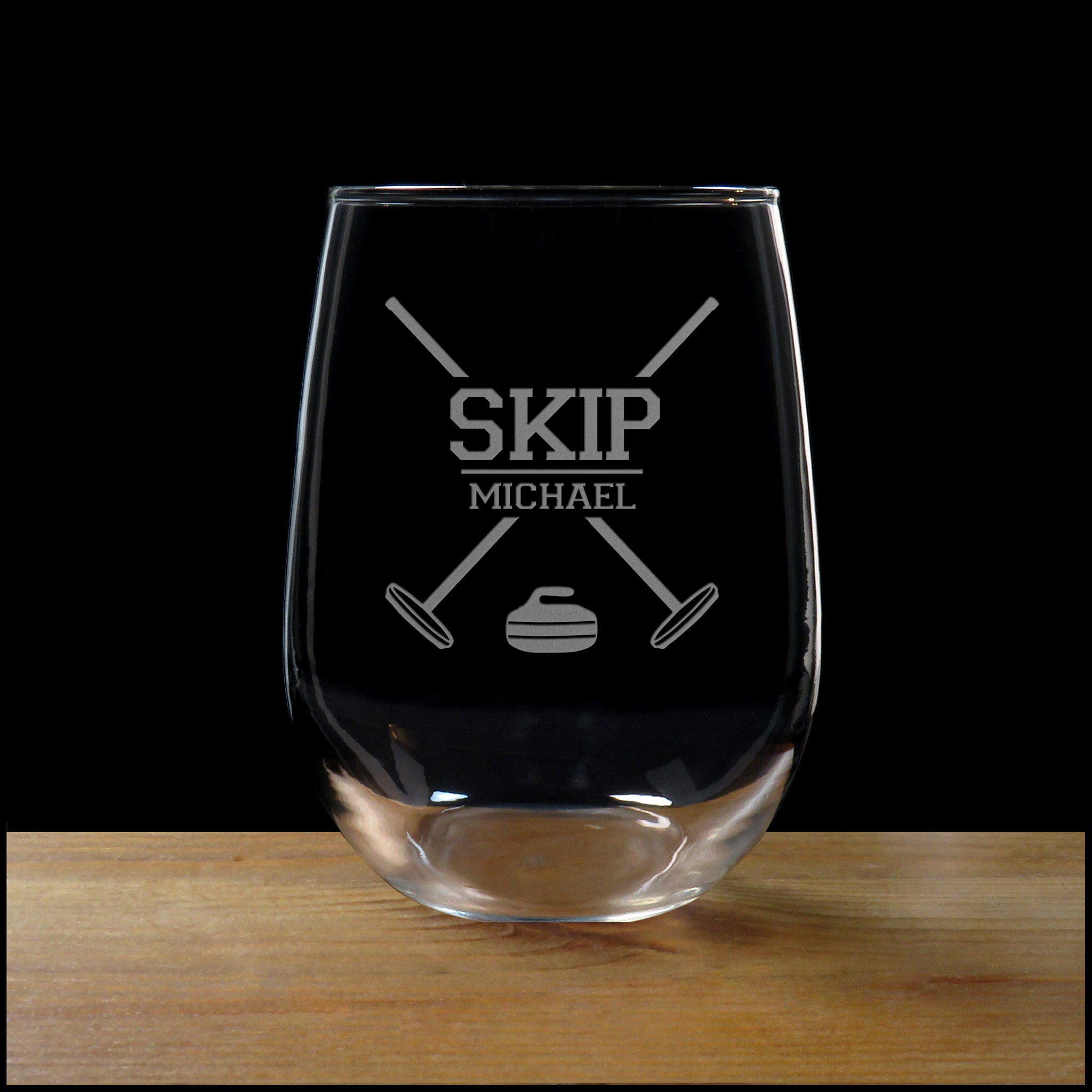Curling Skip Stemless Wine Glass - Copyright Hues in Glass