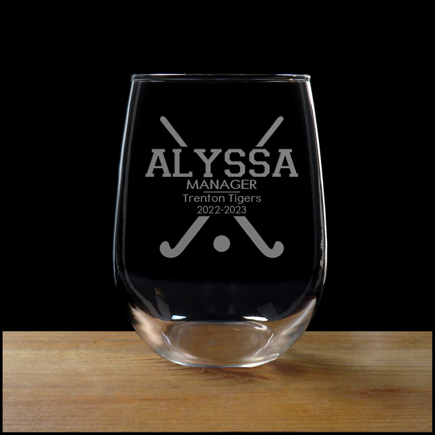Field Hockey Manager 17oz Engraved Stemless Wine Glass - Deeply Etched  Glass - Personalized Gift - Free Personalization