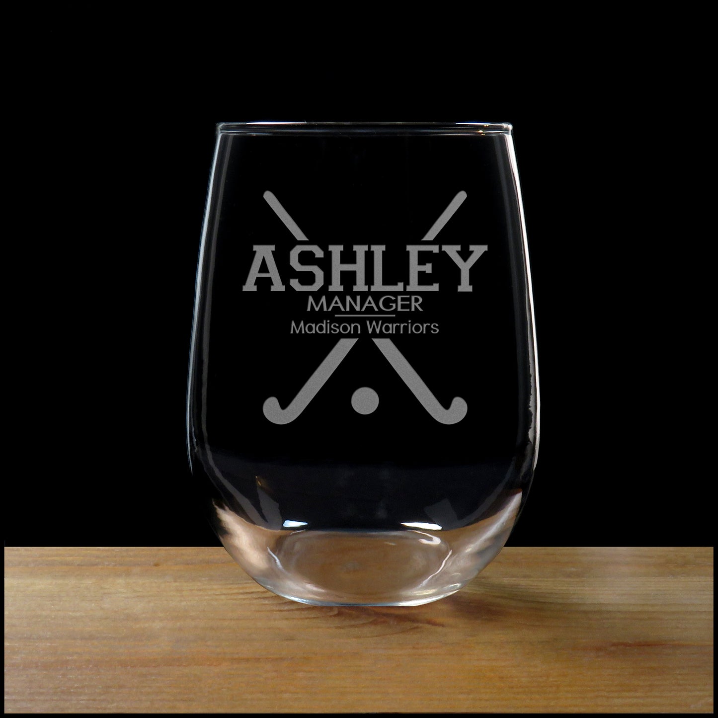 Field Hockey Manager 17oz Engraved Stemless Wine Glass - Deeply Etched  Glass - Personalized Gift - Free Personalization