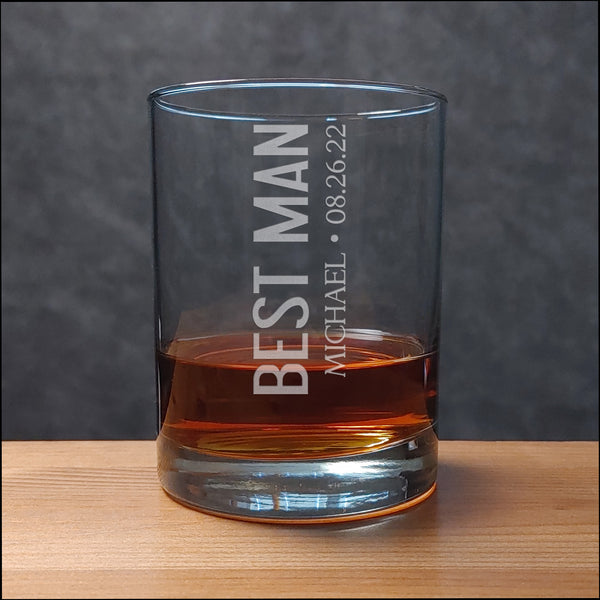 Best Man Whiskey Glass - copyright Hues in Glass