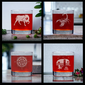 11.2oz Etched Whiskey Glasses