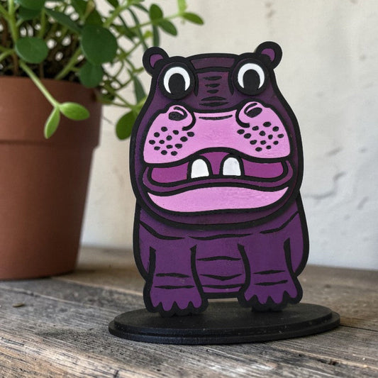 DIY Paintable Kit - Hippo – Unfinished - Animal Shelf Sitter Craft for Kids & Adults