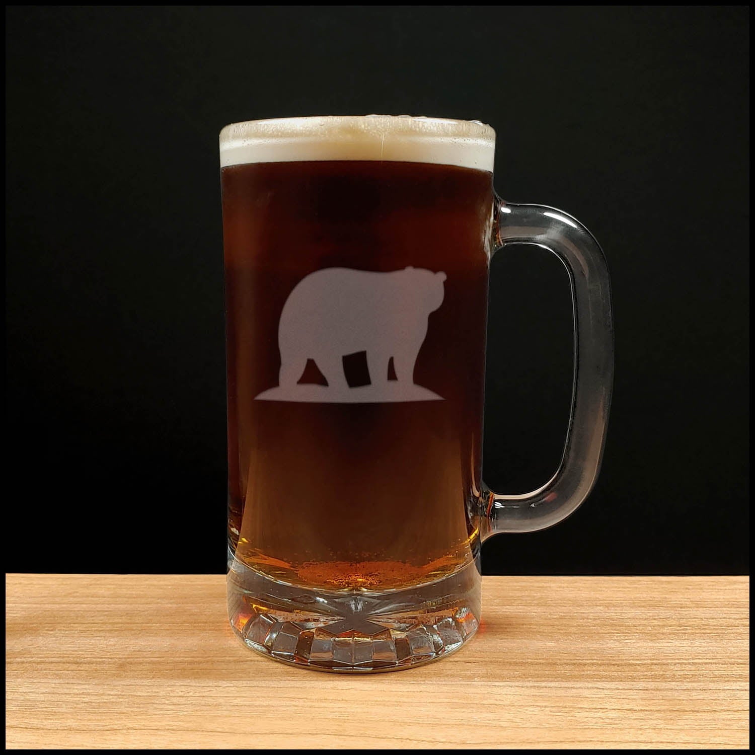 Bear Beer Mug - Design 4 - Copyright Hues in Glass