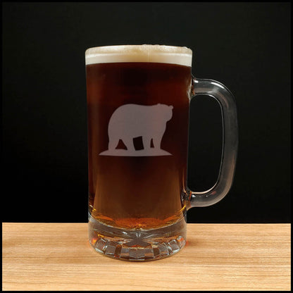 Bear Beer Mug - Design 4 - Copyright Hues in Glass