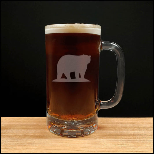 Bear Beer Mug - Design 4 - Copyright Hues in Glass