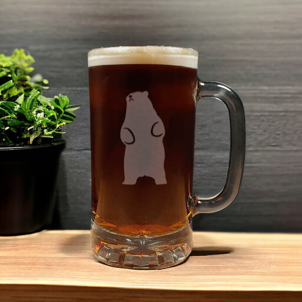 Standing Bear Beer Mug with Dark Beer - Copyright Hues in Glass