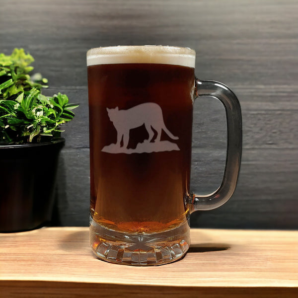 Cougar Beer Mug with Dark Beer - Copyright Hues in Glass
