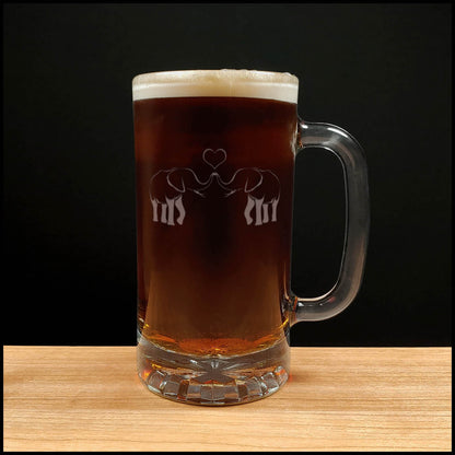 Elephants in Love Beer Mug - Design 
2 - Copyright Hues in Glass