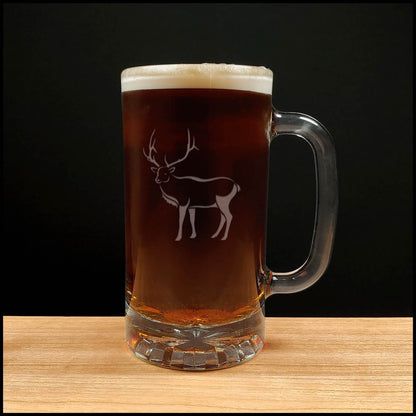 Elk 16oz Beer Mug - Design 4 - Copyright Hues in Glass
