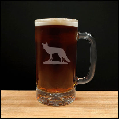 Fox 16oz Beer Mug - Design 3 - Copyright Hues in Glass