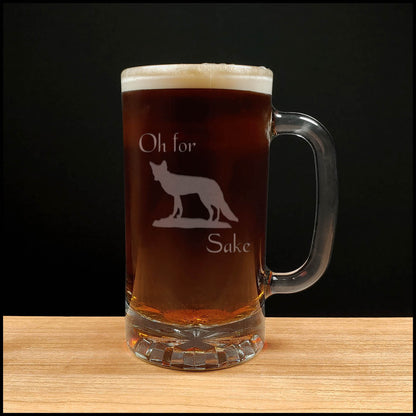 Fox - Oh for Fox Sake - 16oz Beer Mug - Design 3 - Copyright Hues in Glass