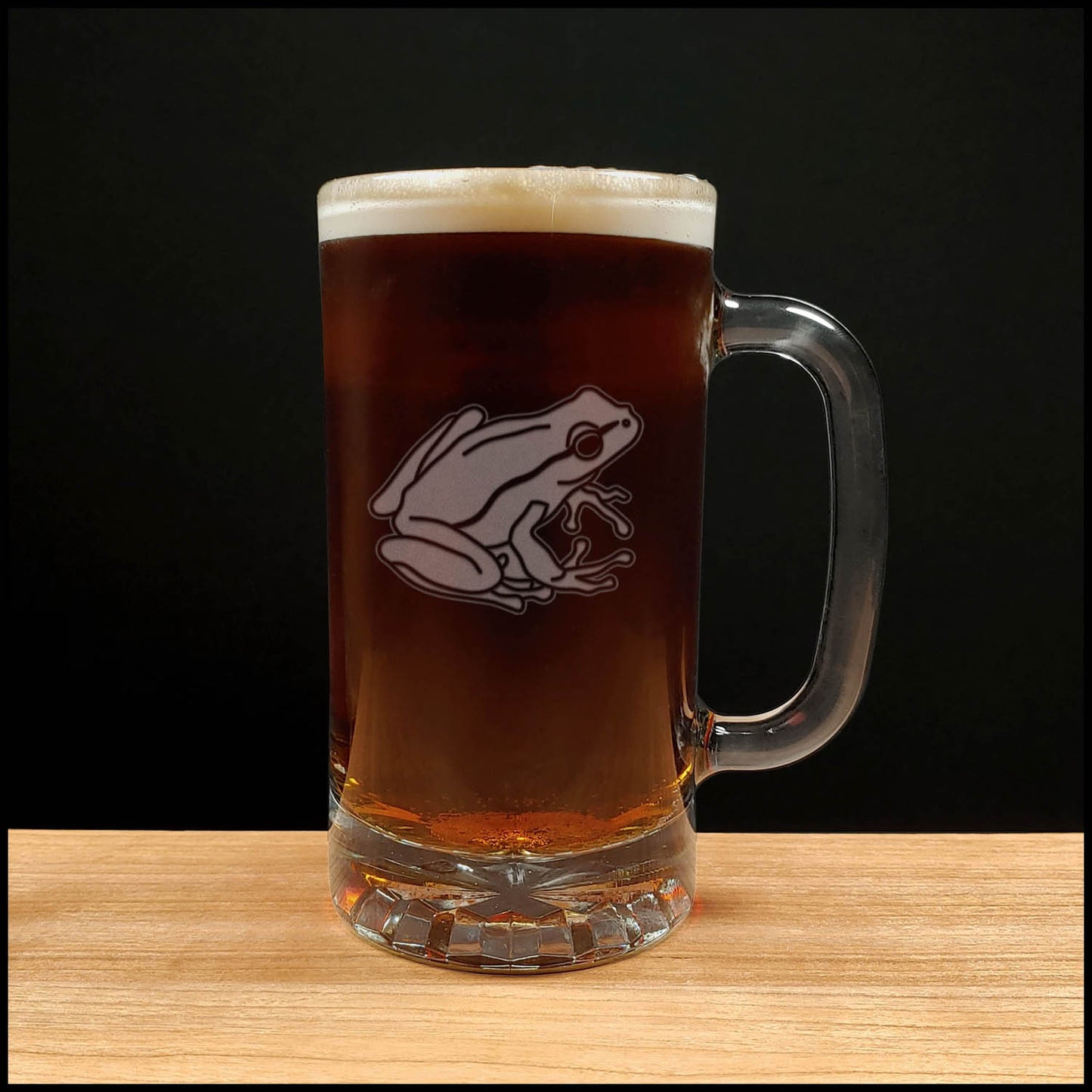 Garden Frog - 16oz Beer Mug - Copyright Hues in Glass
