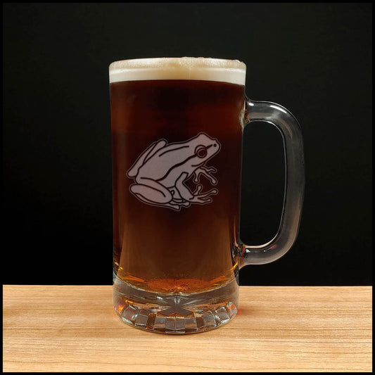 Garden Frog - 16oz Beer Mug - Copyright Hues in Glass