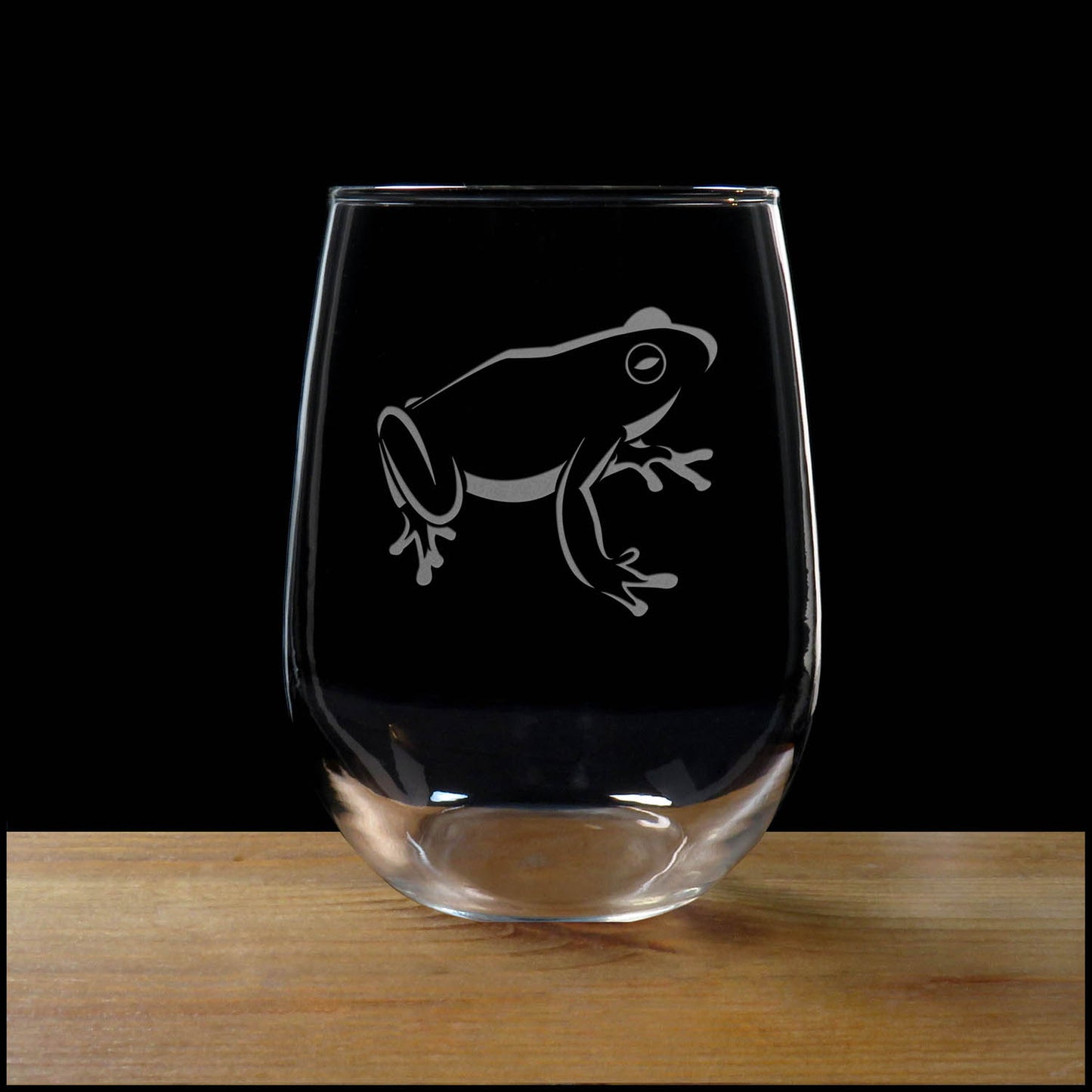 Sitting Frog 17oz Stemless Wine Glass - Deep Etched Wildlife Inspired Barware