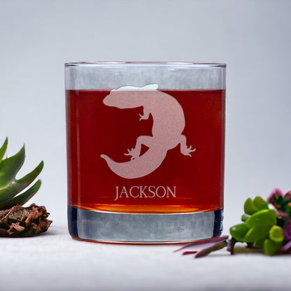 Personalized Gecko 11oz Whisky Glass - Copyright Hues in Glass
