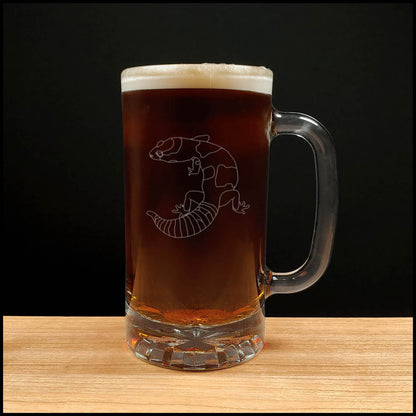 Gecko - 16oz Beer Mug - Design 2 - Copyright Hues in Glass
