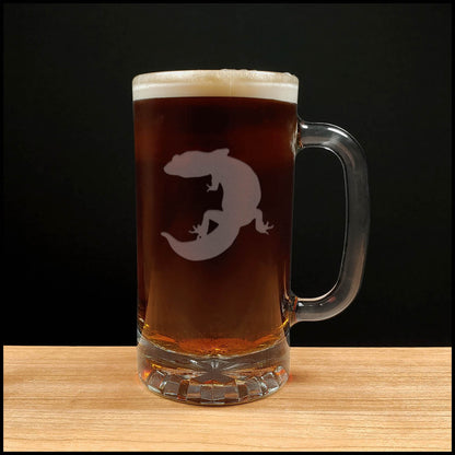 Gecko - 16oz Beer Mug - Design 3 - Copyright Hues in Glass