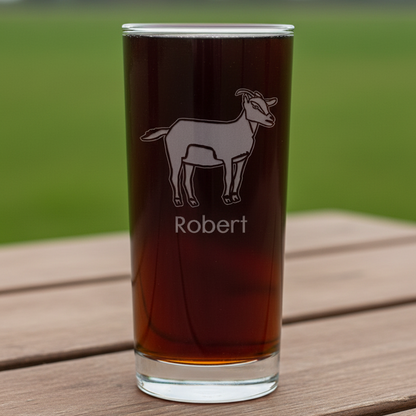 15oz Cooler  Glass with an etched image of a sitting frog  with field  in the  background