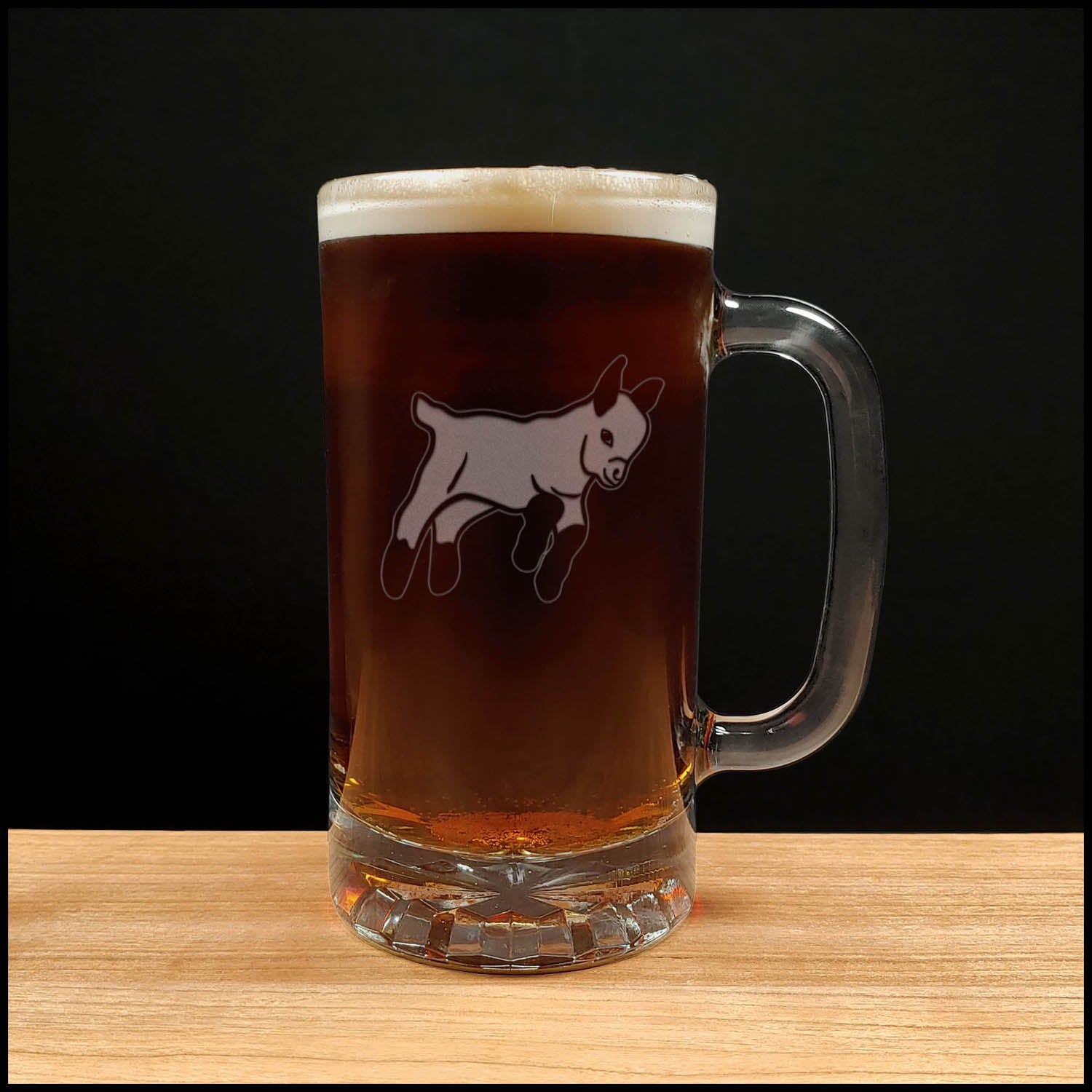 Pygmy Goat - 16oz Beer Mug - Copyright Hues in Glass
