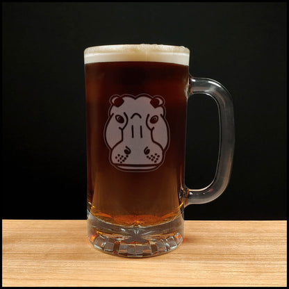 Personalized 16oz Hippopotamus Beer Mug - Deep Sand Etched Hippo Head Glass - Wildlife Animal Beer Stein