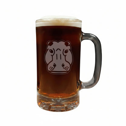 Hippopotamus Head - 16oz Beer Mug - Copyright Hues in Glass