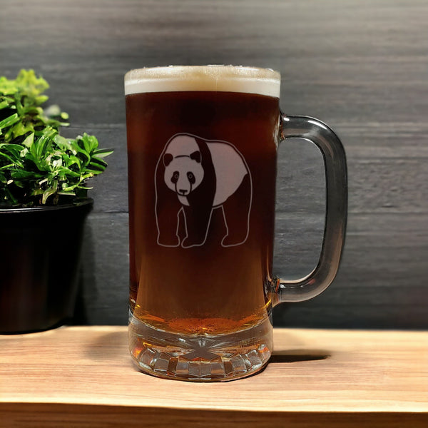 Panda 16oz Engraved Beer Mug - Beer Glass - Animal Etched Personalized Gift
