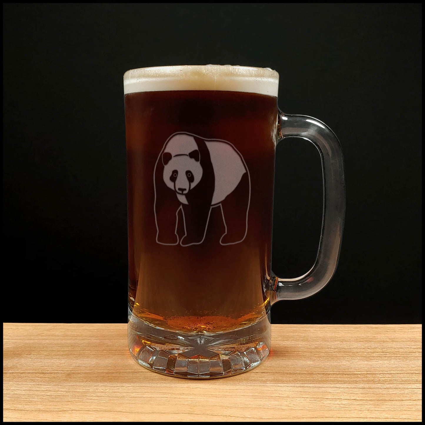Panda 16oz Beer Mug - Design 1 - Copyright Hues in Glass