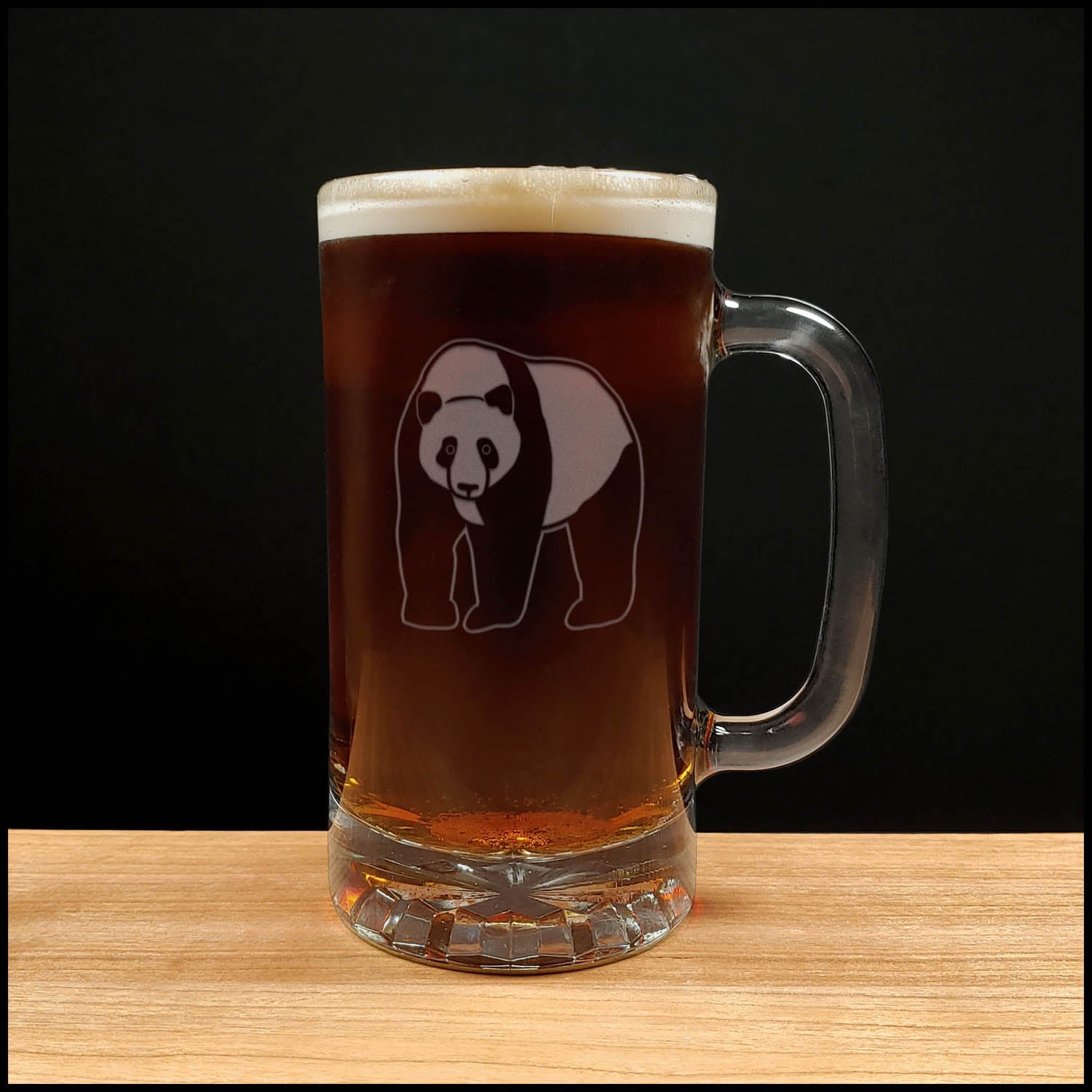 Panda 16oz Beer Mug - Design 1 - Copyright Hues in Glass