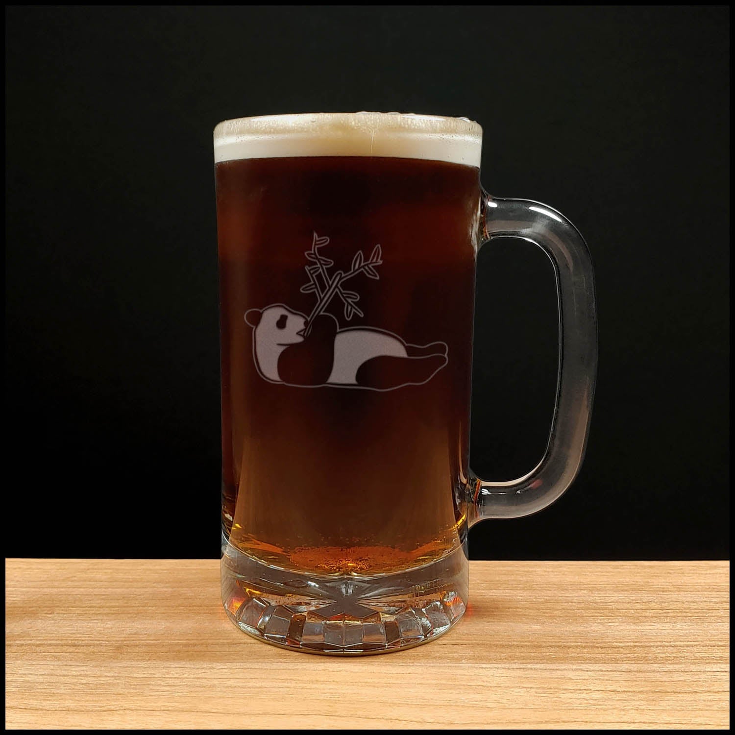 Panda 16oz Beer Mug - Design 2 - Copyright Hues in Glass