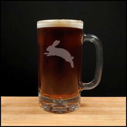 Rabbit Jumping 16oz Beer Mug - Copyright Hues in Glass