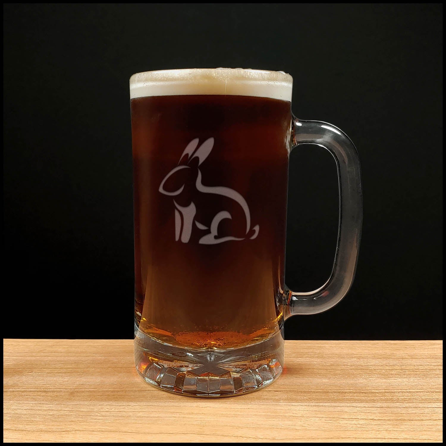 Rabbit Sitting 16oz Beer Mug - Copyright Hues in Glass
