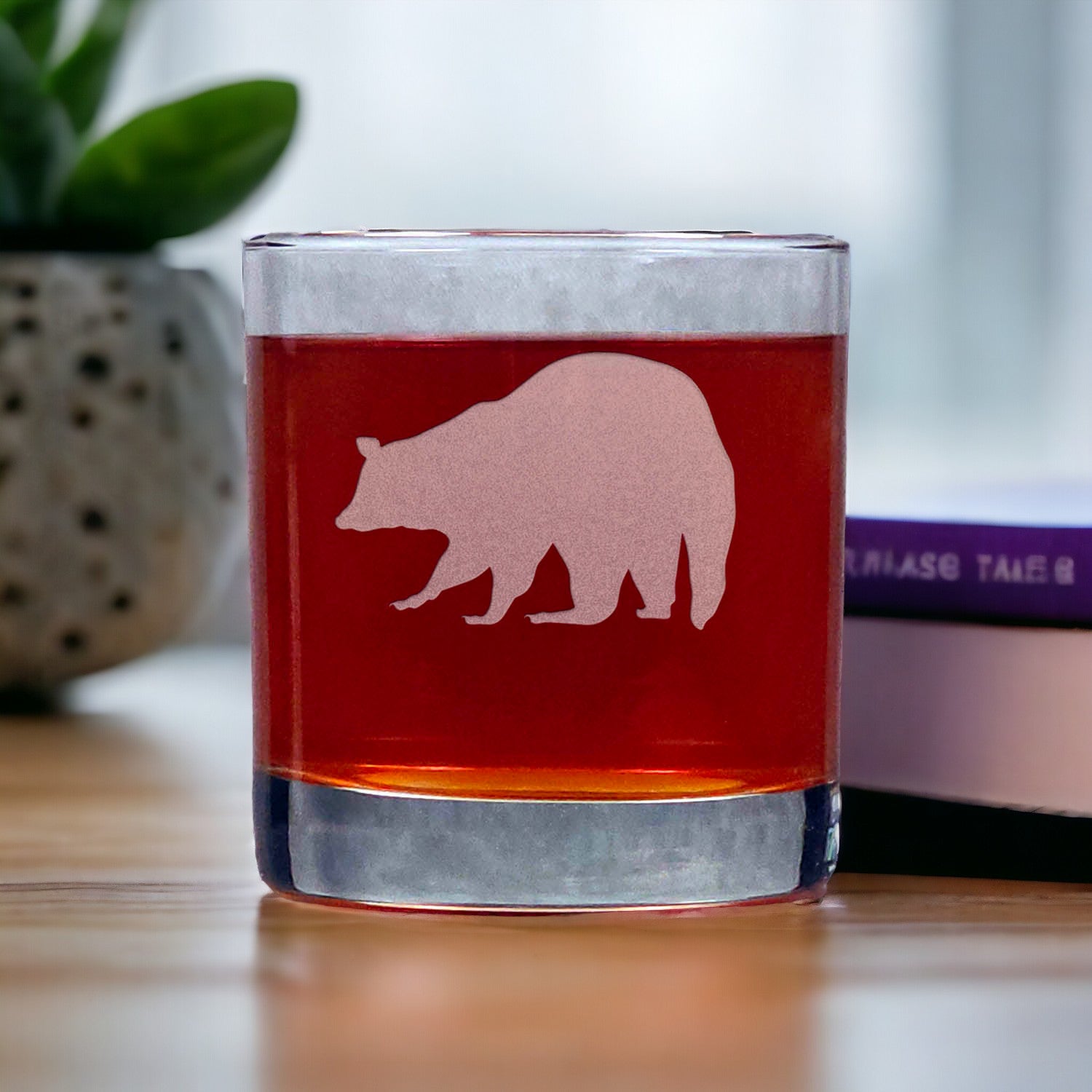 Raccoon 11oz Whisky Glass - Design 4 - Copyright Hues in Glass